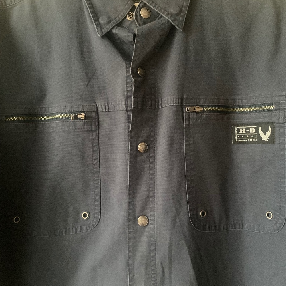 Harley Davidson Auth. Snap Button LG Sleeve Shirt Embroidered Upside DownLogo